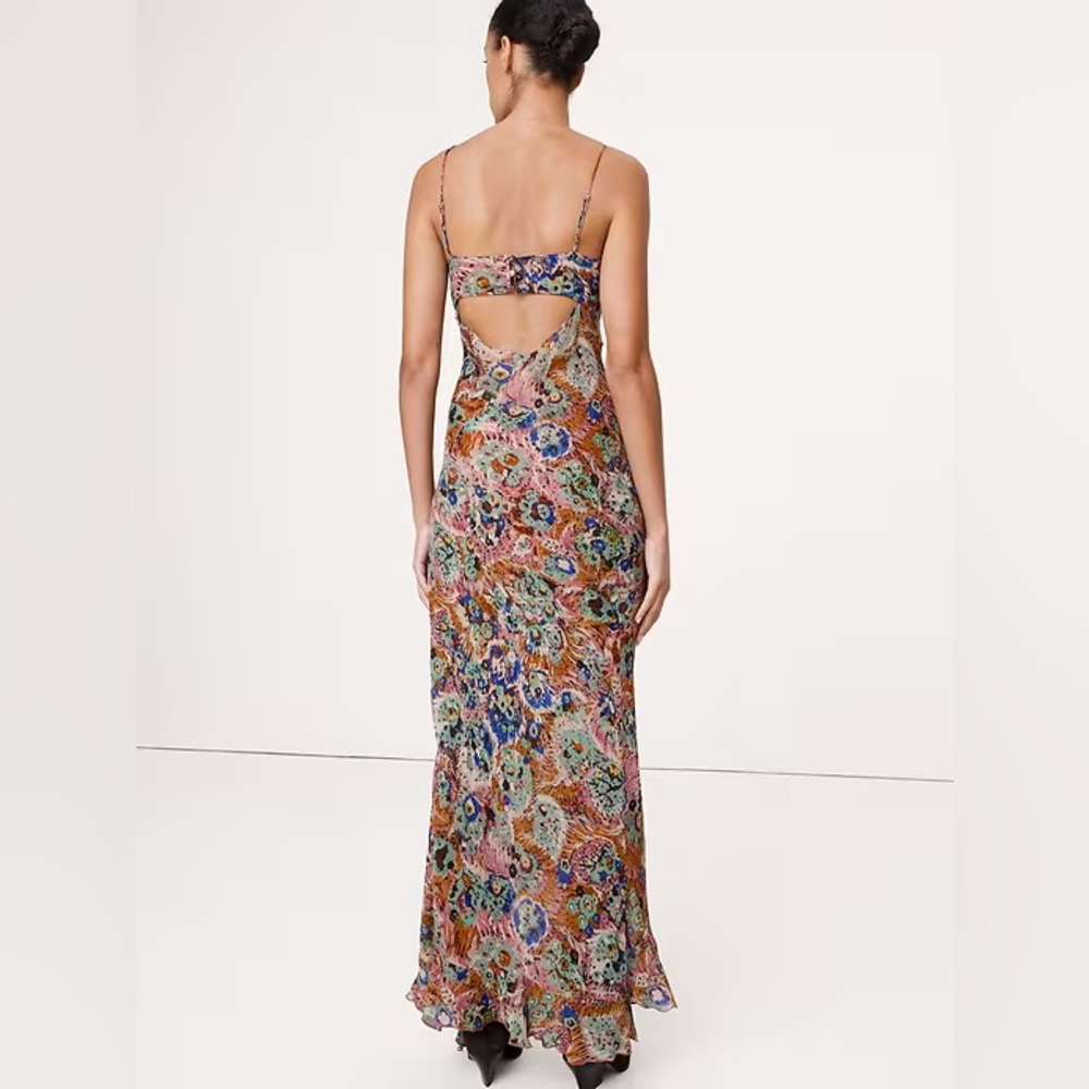 Banana Republic Georgette Cowl-Neck Maxi Dress in Pink Wildflower 852293 - Picture 2 of 13